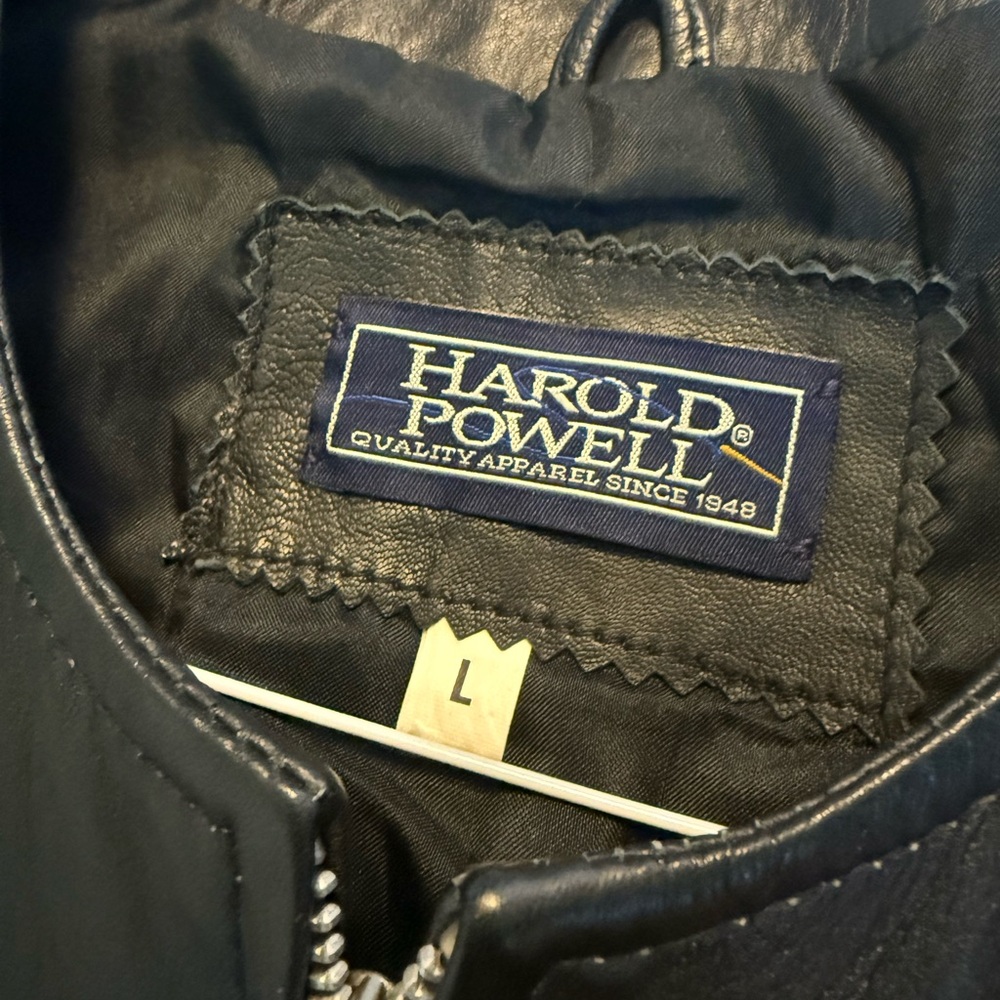 Harold Powell Black 100% Leather Vintage Jacket